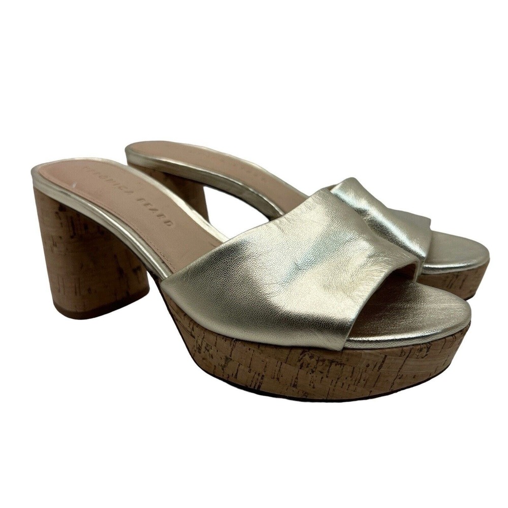 Veronica Beard Dali 70MM Metallic Leather Platform Sandals Size 6
